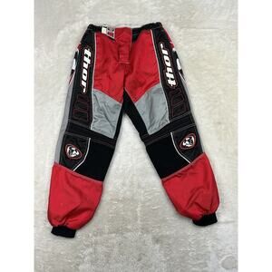 Thor Motorcross #1210 Black/Red Silver Pant Elastic Waist 26 x 26" Inseam GUC